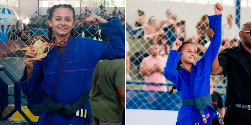 Atleta Helena Minas Machado conquista ouro e bronze em competição estadual de jiu-jítsu
